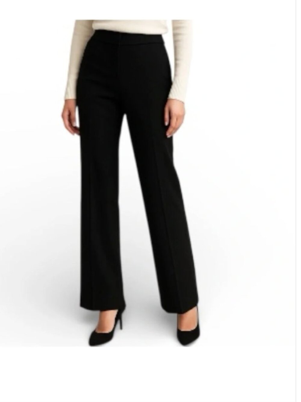 Aritzia Babaton Atelier Wool-Blend Black Wide Leg Work Trousers 0